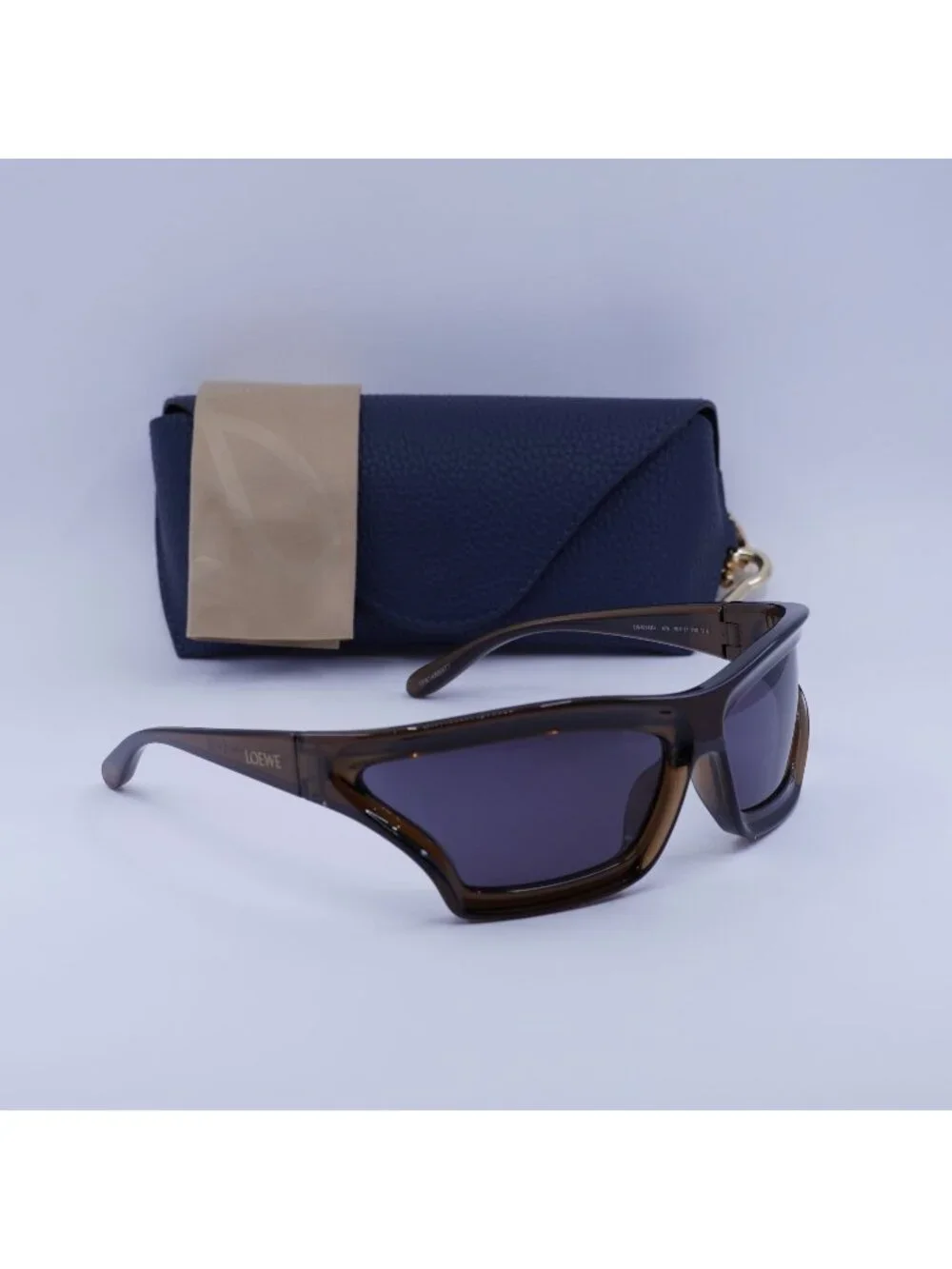 Loewe LW40143U 47A Shield Sunglasses – Brown / Grey